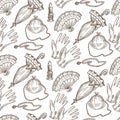 Female vintage fashion accessories and clothing seamless pattern Royalty Free Stock Photo