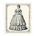Vintage Art Design: Elegant Dress In 19th Century Style