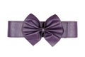 Female violet belt with bow-knot isolated on a white background