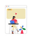 Female Vlogger Hosting Live Streaming Session With Laptop In Flat Vector Illustration Symbolizing Online Content Royalty Free Stock Photo