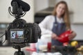 Female Vlogger Making Social Media Video About Cooking For The Internet Royalty Free Stock Photo