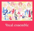 Female vocal ensemble. Cute cartoon poster