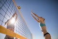 Female volleyball players playing on the beach Royalty Free Stock Photo