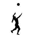 Female volleyball silhouette player on white background