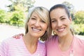 Female volunteers participating in breast cancer awareness Royalty Free Stock Photo