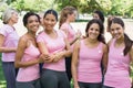 Female volunteers participating in breast cancer awareness Royalty Free Stock Photo