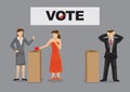 Woman Voter Voting for Woman Candidate Vector Illustration