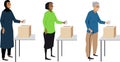 Female voters with ballots