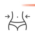 Female waist and arrows line vector icon