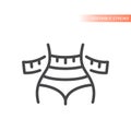 Female waist and measuring tape line vector icon