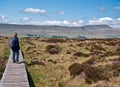 Female walker in the Yorkshire Dales on a sunny spring day