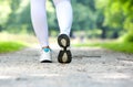 Female walking in running shoes outdoors Royalty Free Stock Photo