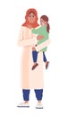 Female war victim holding teary daughter semi flat color vector characters Royalty Free Stock Photo