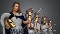 Female warlord and two warriors women from ancient greece