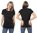Female wearing blank black shirt Royalty Free Stock Photo