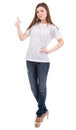 Female wearing blank white shirt Royalty Free Stock Photo
