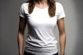 Female is wearing white blank shirt. Generative ai design Royalty Free Stock Photo