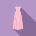 Female wedding dress icon flat vector. White veil