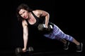Female Weightlifter Plank Dumbell Row Royalty Free Stock Photo