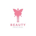 Female with wings butterfly logo design Royalty Free Stock Photo