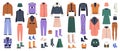 Female winter or fall clothing. Big vector set. Royalty Free Stock Photo