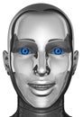 Female Woman Android Robot Head and Face Isolated