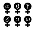 Female and woman categorization - alpha, beta, gamma, delta, sigma, omega Royalty Free Stock Photo