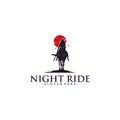 Female Woman Cowboy Riding Horse Silhouette at Night