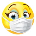 Woman Emoticon Emoji PPE Medical Mask Face Icon