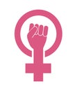 Female woman feminism protest hand icon vector Royalty Free Stock Photo