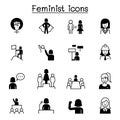 Female, woman, feminist, womenÃ¢â¬â¢s day icons set vector illustration graphic design