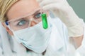 Female Woman Research Scientist With Test Tube In Laboratory Royalty Free Stock Photo