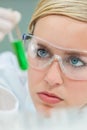 Female Woman Research Scientist With Test Tube In Laboratory Royalty Free Stock Photo