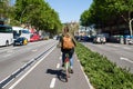 Female, woman riding bicycle, bike in the city