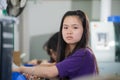 Female worker on electronic factory in China Royalty Free Stock Photo