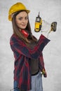 Female worker, handyman at home Royalty Free Stock Photo