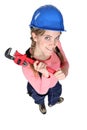 Female worker holding wrench Royalty Free Stock Photo