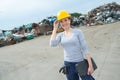 female worker at junk yard Royalty Free Stock Photo