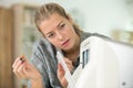 female worker repairing air conditioner Royalty Free Stock Photo