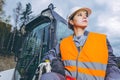 Female worker road construction Royalty Free Stock Photo