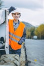 Female worker road construction