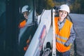 Female worker road construction Royalty Free Stock Photo