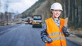 Female worker road construction Royalty Free Stock Photo