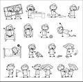 Female Worker - Set of Various Retro Concepts Vector illustrations Royalty Free Stock Photo