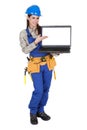 Female Worker Showing Laptop Royalty Free Stock Photo