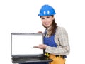 Female Worker Showing Laptop Royalty Free Stock Photo