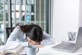 Female worker takes a nap after a hard day`s work Royalty Free Stock Photo