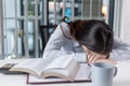 Female worker takes a nap after a hard day`s work Royalty Free Stock Photo