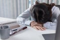 Female worker takes a nap after a hard day`s work Royalty Free Stock Photo