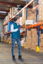 female worker using tablet in warehouse Royalty Free Stock Photo